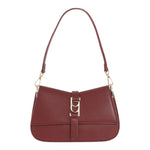 By Byblos Borsa a Spalla Donna in Ecopelle Rosso Scuro con Tracolla e Logo Dorato