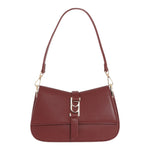 By Byblos Borsa a Spalla Donna in Ecopelle Rosso Scuro con Tracolla e Logo Dorato