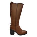 Cayetano Giménez Stivale Alto Donna in Pelle Cuoio con Tacco Largo di 8cm