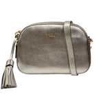 Nannini Firenze Borsa a Tracolla Keira Donna in Pelle Martellata Argento con Charm con Frange