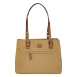 Bric's Shopper Media Donna in Tessuto Avana con Manici in Pelle
