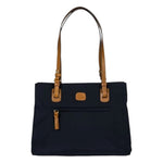 Bric's Shopper Media Donna in Tessuto Blu con Manici in Pelle