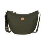 Bric's Mezzaluna Donna in Tessuto e Pelle Oliva con Tracolla