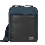 Bric's Borsello Uomo in Pelle e Tessuto Nero Blu con Tracolla