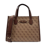 Guess Borsa a Mano Latte Marrone Izzy 4G Logo da Donna
