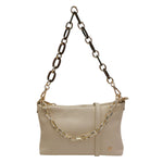 Caleidos Borsa a Spalla Donna in Pelle Beige con Doppia Catena e Tracolla