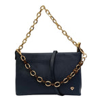 Caleidos Borsa a Spalla Donna in Pelle Blu con Doppia Catena e Tracolla