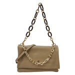 Caleidos Borsa a Spalla Donna in Pelle Marmo con Doppia Catena e Tracolla con Bottoncino