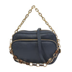 Caleidos Borsa a Tracolla Donna in Pelle Blu con Doppia Catena e Doppio Scomparto