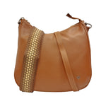 Caleidos Borsa a Spalla Donna in Pelle Cuoio con Doppia Tracolla e Logo Laterale