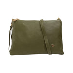 Caleidos Pochette Donna in Pelle Foresta con Tracolla e Polsino e Logo Laterale