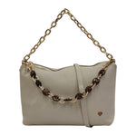 Caleidos Borsa a Tracolla Donna in Pelle Cenere Con Doppio Manico a Catena