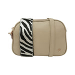 Caleidos Borsa a Tracolla Donna in Pelle Beige con Doppia Tracolla