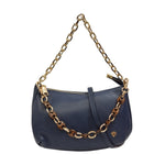 Caleidos Borsa a Spalla Piccola Donna in Pelle Blu con Doppia Catena Dorata