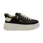 Keys Sneakers Platform Donna in Pelle Nera Bianca con Cerniera Laterale