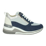 Keys Sneakers Donna in Pelle e Tessuto Grigio Blu con Lacci e Zip Laterale