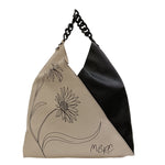 M Brc Borsa a Spalla Donna Linea Graphik in Pelle Avorio Nero