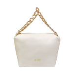 M Brc Borsa a Mano Donna in Pelle Bianca Linea Jolly con Metalleria Oro