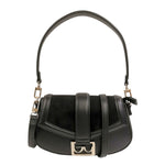 By Byblos Borsa a Spalla Donna in Ecopelle e Camoscio Nera con Tracolla e Logo