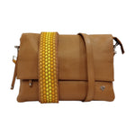 Caleidos Borsa a Tracolla Donna in Pelle Caramello con Doppia Tracolla e Tre Scomparti