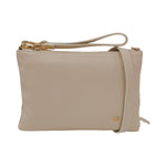 Caleidos Pochette Donna in Pelle Beige con Tracolla e Polsino e Logo Laterale