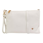 Caleidos Pochette Grande Donna in Pelle Bianca con Tracolla e Polsino e Logo Laterale