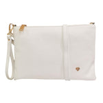 Caleidos Pochette Grande Donna in Pelle Bianca con Tracolla e Polsino e Logo Laterale