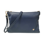 Caleidos Pochette Grande Donna in Pelle Blu con Tracolla e Polsino e Logo Laterale