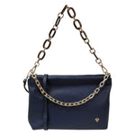 Caleidos Pochette Donna in Pelle Martellata Blu con Doppio Manico a Catena
