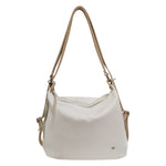 Caleidos Borsa/Zaino Donna in Pelle Bianco Beige con Zip