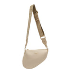 Gaelle Borsa a Spalla Donna in Ecopelle Bianca con Tracolla Logata in Tessuto