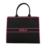 Gaelle Maxi Borsa a Mano Donna in Canvas Nera con Inserti Fucsia