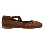 Scarpeborseonline Ballerina Nocciola in Pelle con Borchiette da Donna