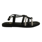Scarpeborseonline Sandalo Basso Nero con Strass da Donna