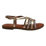 Scarpeborseonline Sandalo Basso Oro Laminato con Strass da Donna