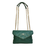 John Richmond Borsa a Tracolla Piccola in Pelle Trapuntato Verde con Metalleria Oro