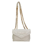 John Richmond Borsa a Tracolla Piccola in Pelle Trapuntata Bianco con Metalleria Oro
