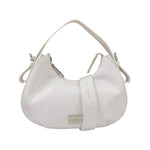 John Richmond Borsa a Mano Piccola Bianca Argento con Tracolla in Tessuto da Donna