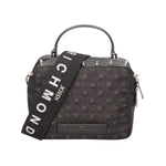 John Richmond Borsa a Mano Donna in Pelle e Tessuto Jeans Nero con Borchiette e Tracolla in Tessuto