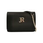 John Richmond Tracollina Donna in Pelle Nera con Metalleria Oro Logo Frontale