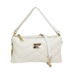 John Richmond Borsa a Mano Donna Doppio Scomparto in Pelle Trapuntata Bianco con Metalleria Oro e Tracolla Catena