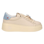 Gio+ Sneakers Platform Donna in Pelle Latte Celeste con Accessorio