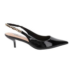 Ferrè Chanelle Donna in Vernice Nera con Catenelle con Tacco Basso di 6cm