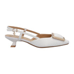 Ferrè Chanelle Donna in Ecopelle Bianca con Dettaglio in Metallo Dorato con Tacco Basso di 5cm