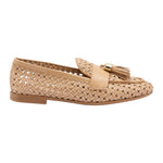 Frau Mocassino Beige Intrecciato con Nappine da Donna