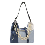Caleidos Borsa a Spalla Donna in Pelle Blu Multi con Catena e Tracolla