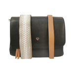 Caleidos Borsa a Tracolla Donna in Pelle Nera con Tracolla Cuoio