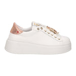 Gio+ Sneakers Platform Donna in Pelle Bianco Rosa con Accessorio