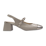 Descanflex Chanelle Donna in Pelle Ecru con Punta Laminata con Tacco Largo di 7cm