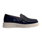 Pitillos Mocassino Donna in Pelle e Vernice Blu con Fondo Bianco